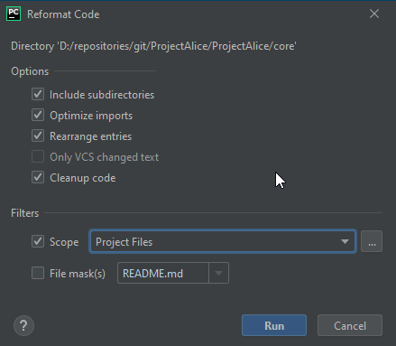 phpstorm reformat code